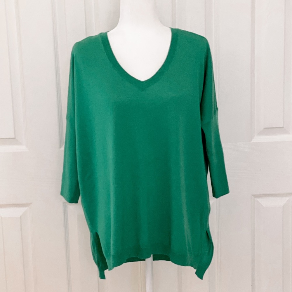 Anthropologie Moth V Neck Sweater | Green | Small